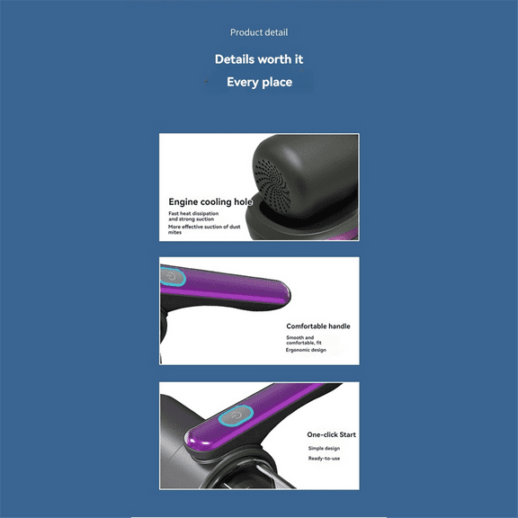 Bed Vacuum Cleaner UV Mattress Mite Handheld Cordless 7.4V for Deep Cleaning Beds Sofas Carpets