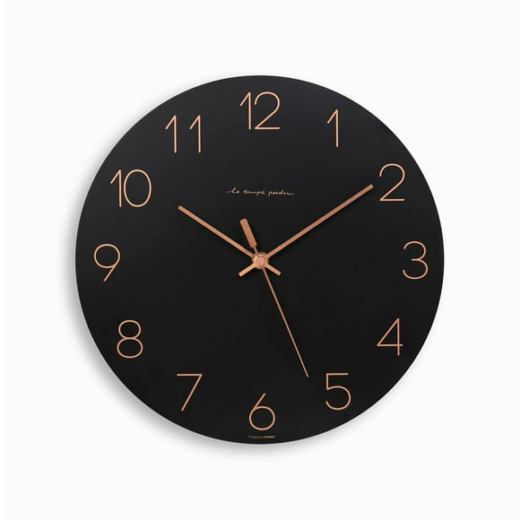 mooas Flatwood Wall Clock (Wood Big), 13" Wood Wall Clock Non-Ticking Sweep Movement Decorative Wall Clock Battery Operated Wall Clock for Home Living Room Kitchen Bedroom Office School