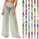 thumbnail image 1 of Pincandy Women See Through Sheer Mesh Pants Beach Swimsuit Bikini Bottom Cover up Party Club Elastic High Waist Wide Leg Pants, 1 of 7