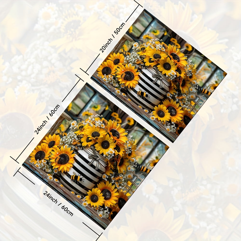 Dish Drying Pad, Sunflowers Pattern Washing Machine Dust Cover Pad, Washstand Drain Mat, Soft Faucet Absorbent Mat, Washstand Cup Mat, Kitchen Accessories, Bathroom Accessories