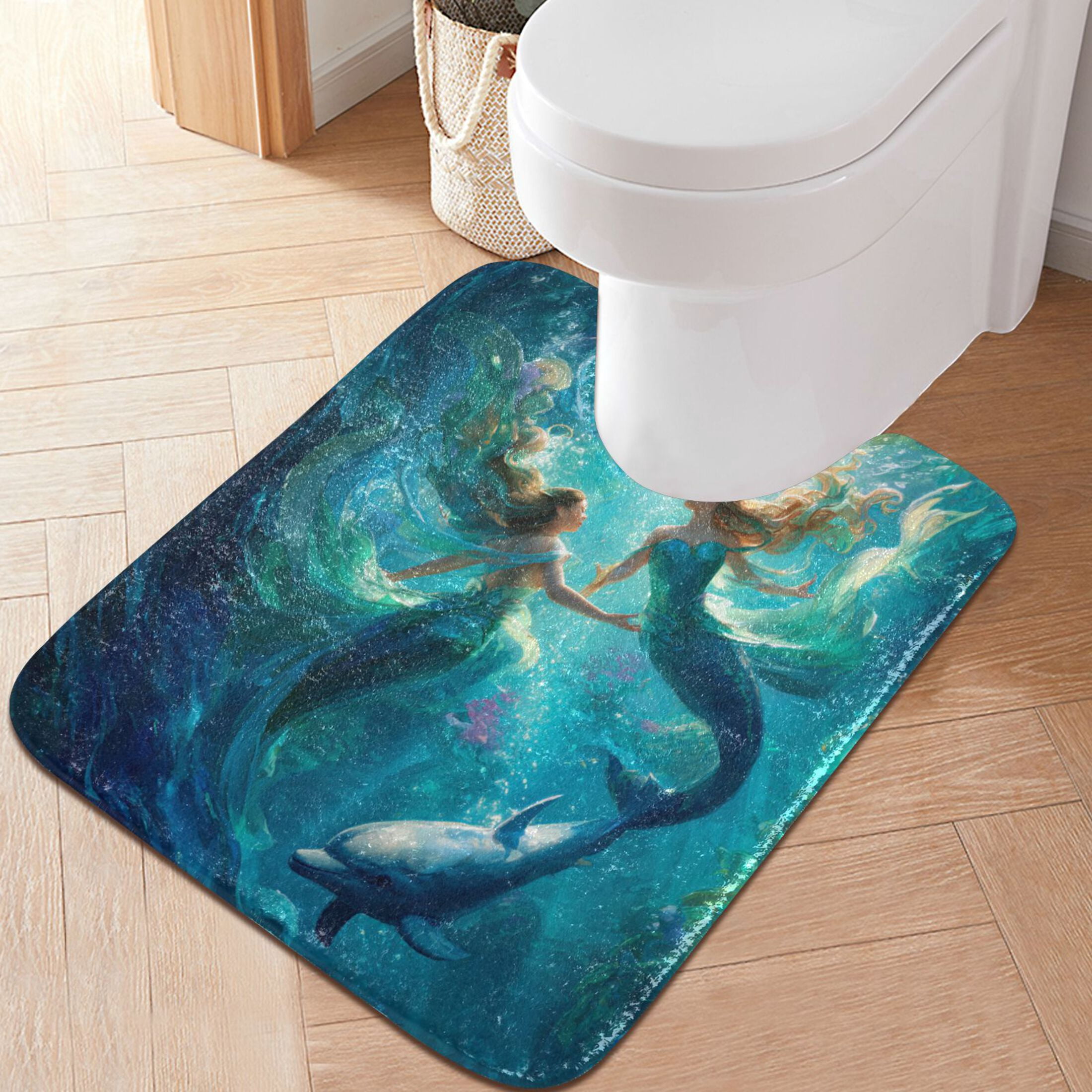 RMDQTR 2PCs Bathroom Rugs Set Plush Toilet Base Mat 16" × 24" Bath Mat and 20" × 24" U Shape Soft Rugs Non Slip Absorbent