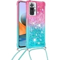 thumbnail image 2 of case for Xiaomi Redmi Note 10 Pro Cute Case with Strap Crossbody Gradient Quicksand Bling Sparkle Flowing Liquid Floating with Neck Cord Lanyard Strap Case for Redmi Note 10 Pro Max LSGS Powder Blue, 2 of 14