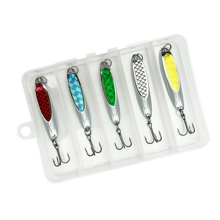 5Pcs Metal Spoon Fish Lures Fishing Lures Spinner Baits Casting Fishing Lures Baits Fishing Spoons Lures Sequins Baits