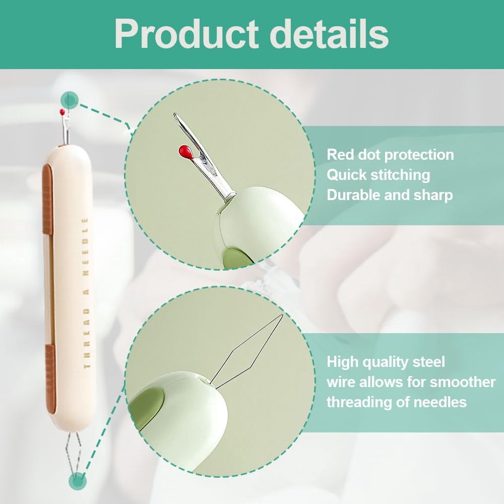 Needle Threader and Seam Ripper Tool, 2-in-1 Design, Upgraded for Sewing