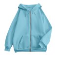 thumbnail image 5 of HKYNLAG Sweatsuits Women 2 Piece Outfit Cozy Oversized Zip Up Hoodie Jogger Sweatpants Set Lounge Matching Sweat Sets Cyan S, 5 of 6