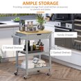 thumbnail image 4 of HOMCOM Kitchen Cart with Rubber Wood Top, Drawer, Shelves and Towel Rack, 4 of 10