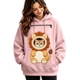 thumbnail image 3 of DHFJKG Women's Hoodie With Pet Pouch, Cute Lion Graphic Pet Holder Zipper Pocket Carries Pullover, 3 of 4