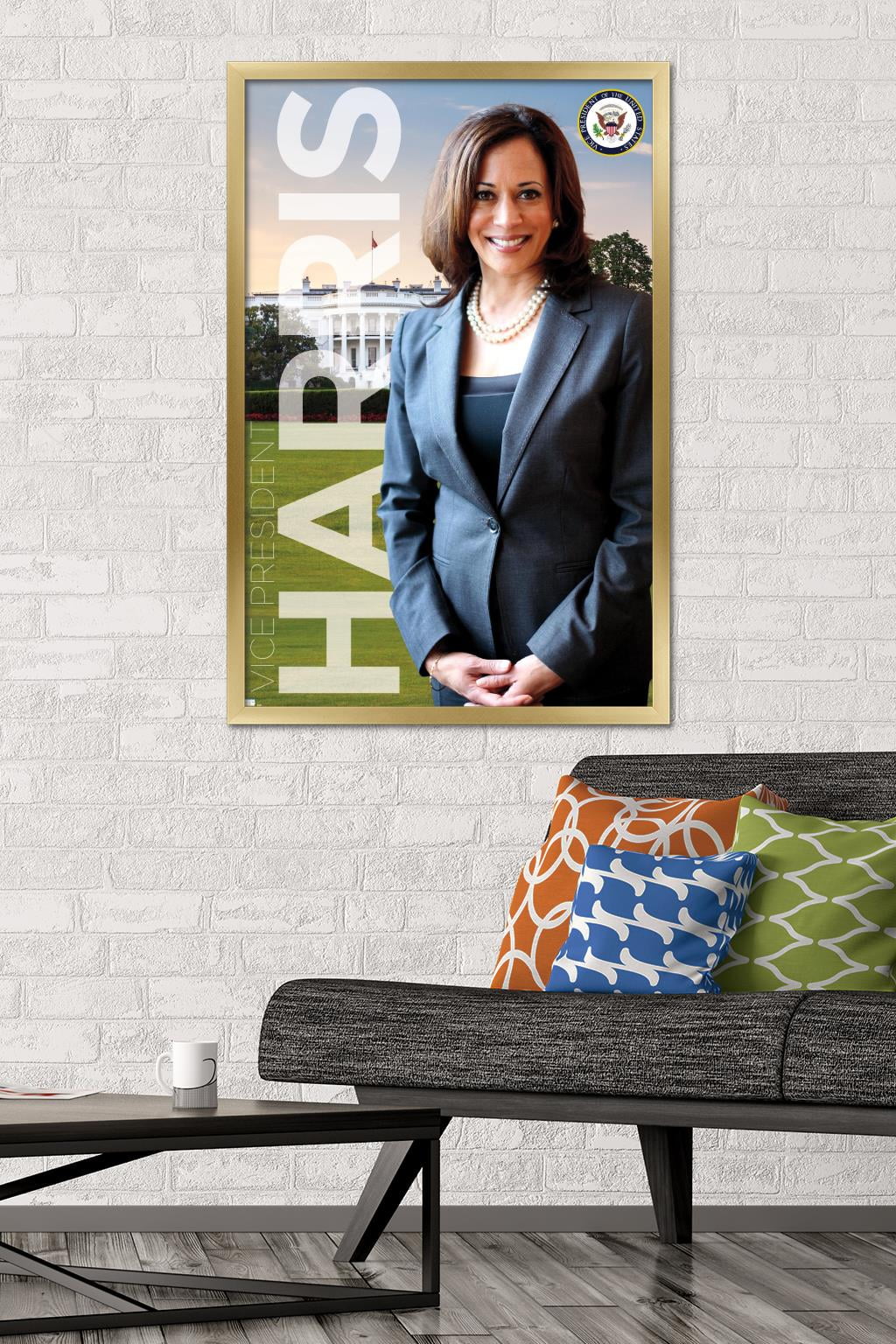 Trends International Kamala Harris - Vice President Wall Poster 24.25" x 35.75" x .75" Gold Framed Version