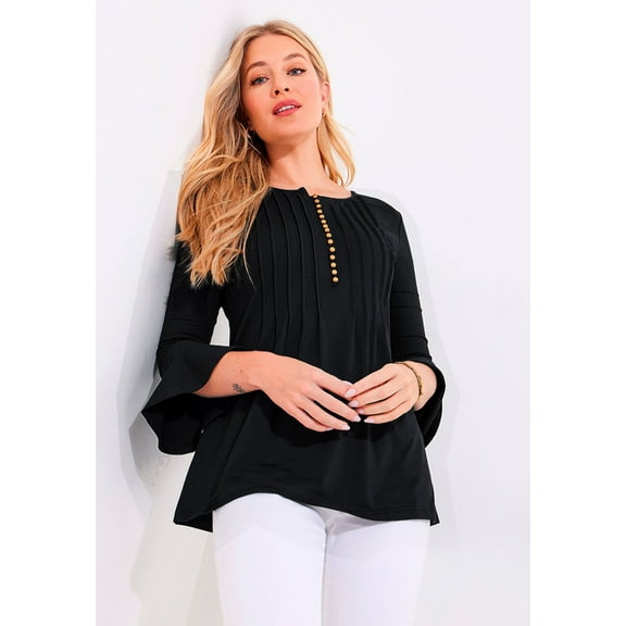 Joe Browns Women's Plus Size Stretch Cotton Bell Sleeve Henley