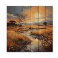 thumbnail image 3 of Designart "Gold and Sky Yellow Blue Prairies VI" Landscapes Print on Natural Pine Wood, 3 of 5