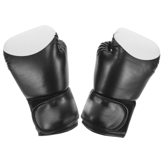 HAMPPLIES 1Pair PU Boxing Gloves Black Color with Anti Slip Design for Kickboxing and Fitness