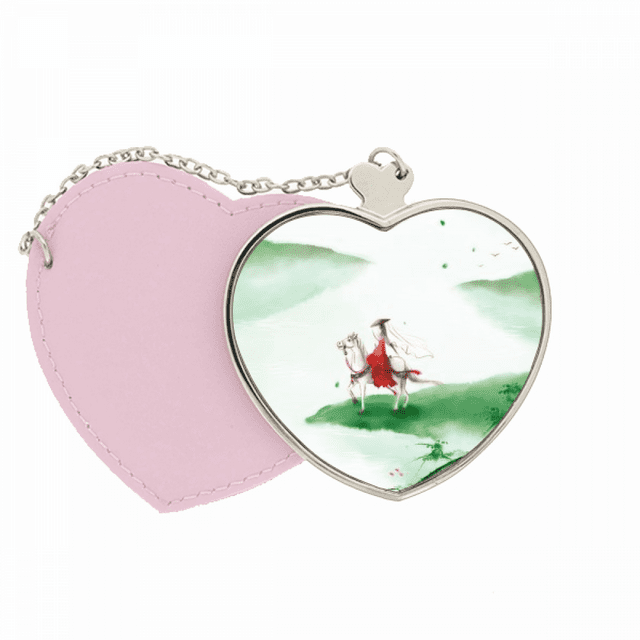 Cheval Aller Chinois Aquarelle Miroir Voyage Sac à Main Maquillage Coeur Rose