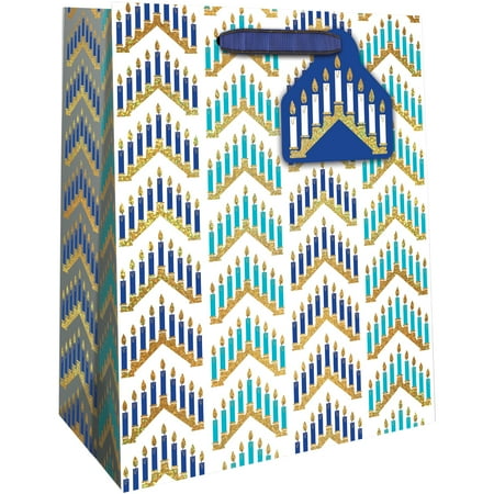Jillson & Roberts Medium Gift Bags with Foil Accents & Spot Gloss, Modern Hanukkah (12 Count)