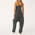 thumbnail image 5 of Lisingtool Womens Jumpsuit Women's Casual Jumpsuit Spaghetti Straps Wide Leg Romper V Neck Spaghetti Straps Romper Sleeveless Long Jumpsuit Womens Overalls Dark Gray, 5 of 7