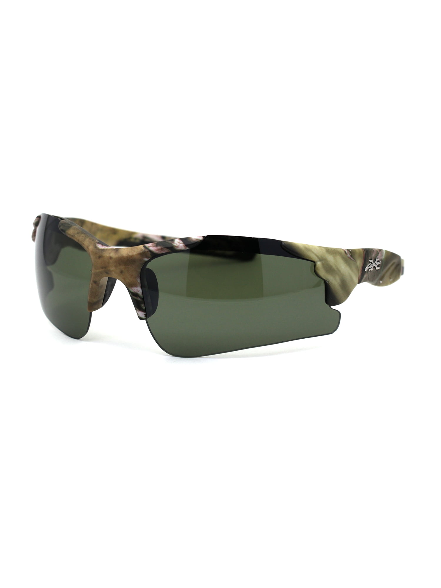Xloop Mens Plastic 90s Hunters Camouflage Half Rim Sunglasses Beige