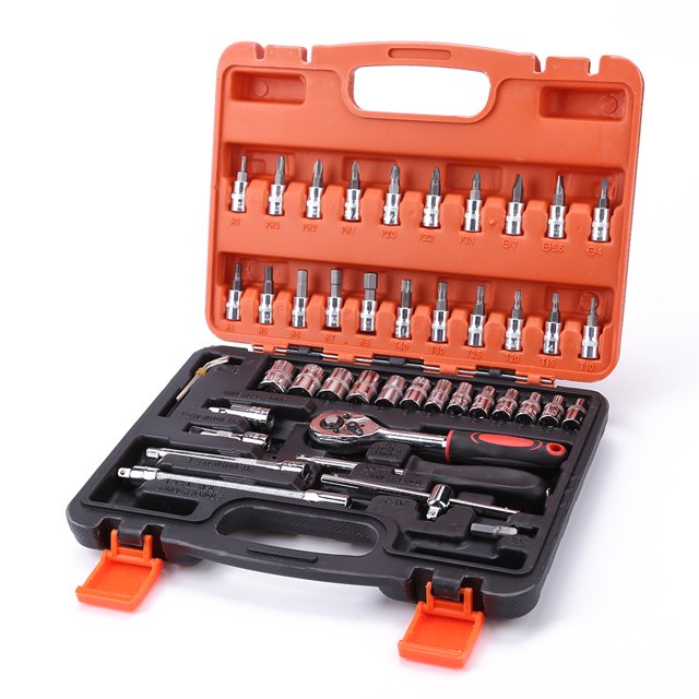 Herramienta De Juego De Dados Juego de llaves de carraca de 46 piezas, funda para coche, motocicleta, herramientas de reparación de bicicletas