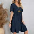 thumbnail image 5 of BXINGOHAI Womens Casual Dresses Short Sleeve V-Neck Dress Shift Dress Summer Dresses for Women 2025 Navy,L, 5 of 7