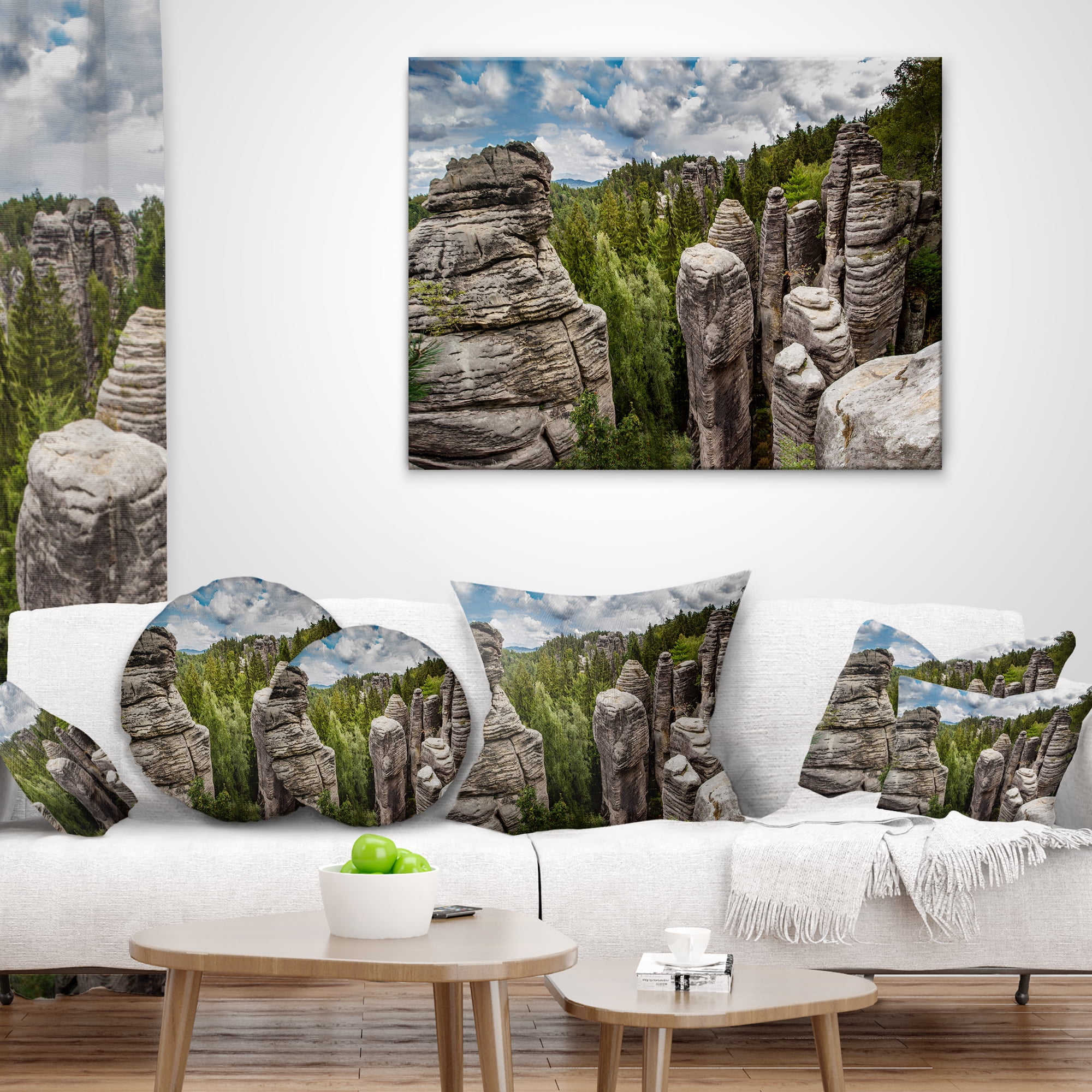 Designart Beautiful Rocks in Bohemian Paradise - Landscape Printed Throw Pillow - 18x18