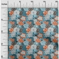 thumbnail image 2 of oneOone Coton Tissu Bleu Sarcelle Florals Robe Tissu Tissu Imprimé par la Cour 56 Pouces de Large, 2 of 4