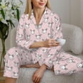 thumbnail image 6 of Picia Cute Rabbit Pattern Women’s Long-Sleeve Sleepwear Set - Soft 2-Piece Loungewear with Pockets, Comfy PJs for Relaxing Nights-Medium, 6 of 7