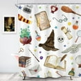 thumbnail image 3 of Witch Magical Kids Shower Curtain 72Wx72L Inch Funny Magic Book Hat Wizard Mysterious for Boys Girls Skull Owl Spooky 12 Pack Hooks Polyester Waterproof Fabric Bathroom Bathtub Panels, 3 of 6