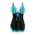 thumbnail image 4 of Mejor Belleza Mujer Traje de Baño de Moda Aumentar el tamaño 2 Piezas Tankini Tops de Bikini y Partes de Abajo Azul XXXL, 4 of 6