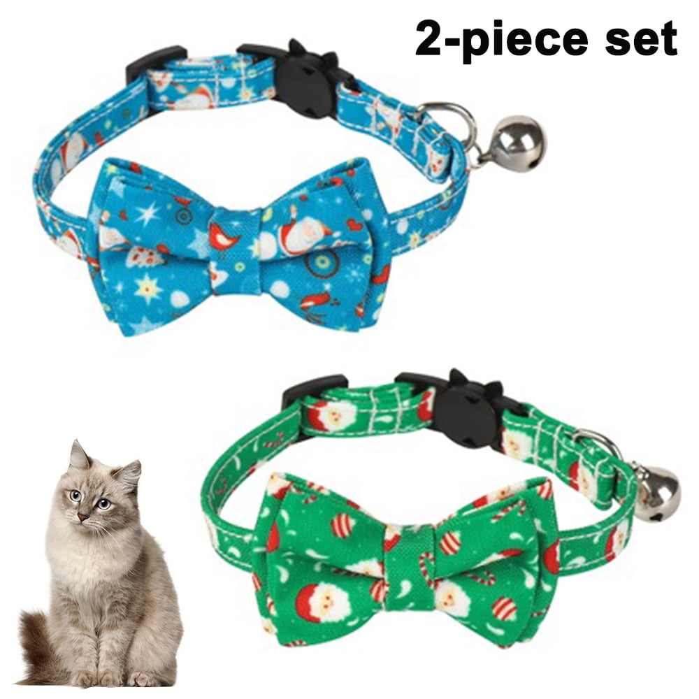 2 Pack Safety Breakaway Cat Collars azuza Cat Collar with Bell Adjustable Cat Collar with Bowtie 