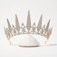 thumbnail image 4 of Tiaras y coronas doradas para mujer, tiara de boda de cristal para novia, corona de cumpleaños de metal, accesorios para fiesta de disfraces, 4 of 5