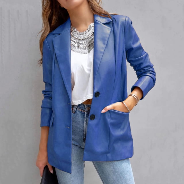 Pntutb Mujeres Casual Manga Larga Sólido Turndown Collar Botones Moda Abrigo Liquidación Pntutb Pntutb-2751