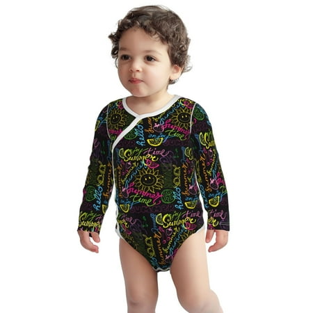

Fotbe Color Summer Pattern Unisex-baby Long-sleeve Bodysuit Long Sleeve Bodysuits One-piece 100% Organic Cotton for Infant Baby Boys Unisex-2 Years