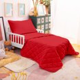 thumbnail image 2 of Organictune 4 Piece Microfiber Toddler Bedding Set, Breathable Crib Sheet Set for Boys and Girls, Includes Quilted Comforter, Flat Top Sheet, Fitted Sheet, Envelope Pillowcase, Wine Red, 2 of 6