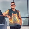 thumbnail image 5 of Daiia Starry Sky Constellation Cat Pattern Men’s Polo Shirts,Solid Deck Shirt,Classic Fit, Breathable Cotton Polo for Casual and Sport Wear-XX-Large, 5 of 7