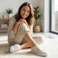 thumbnail image 6 of KEINDI Womens Classic Canvas Shoes Low Top Lace up Fashion Casual Sneakers Beige size 7, 6 of 7
