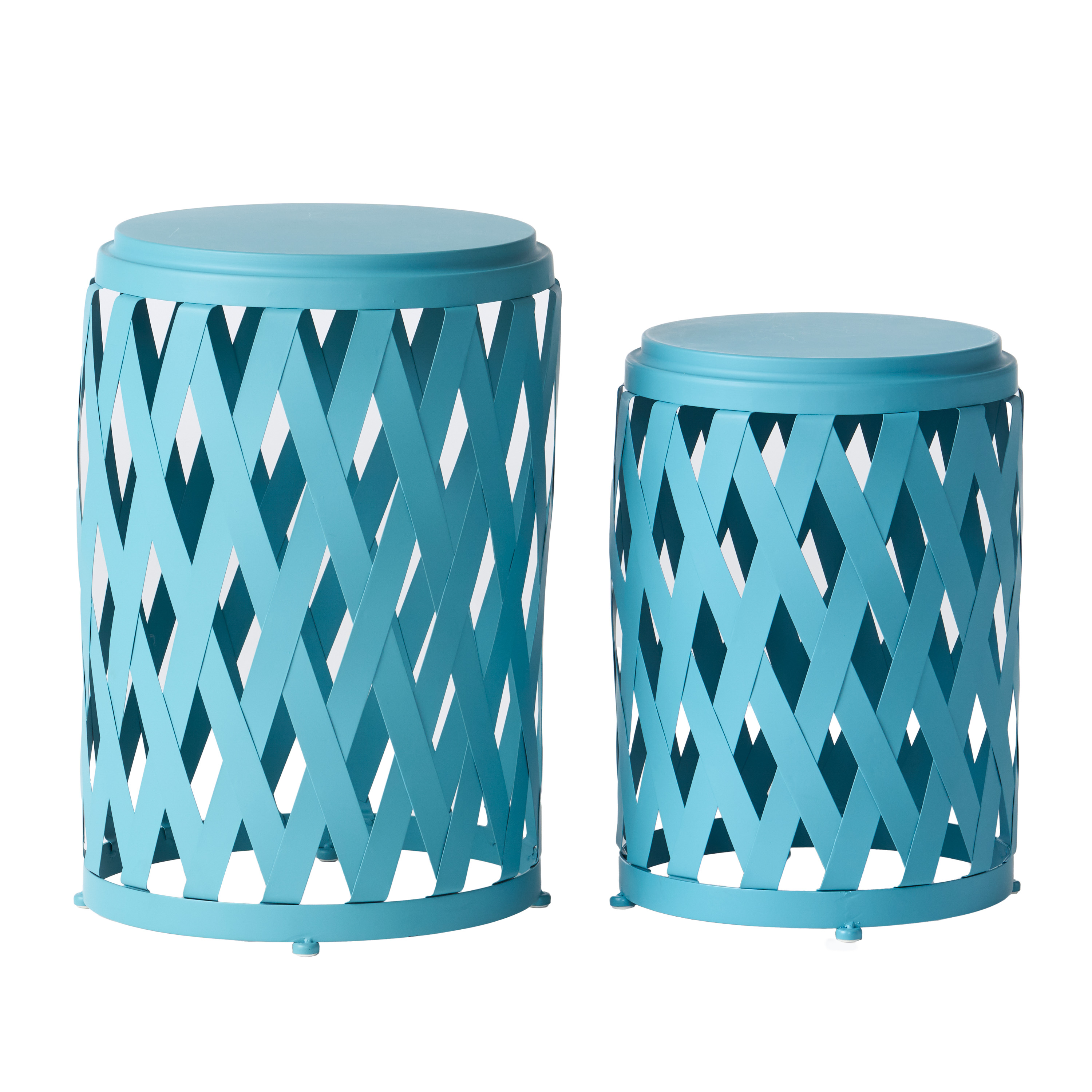 Shelby Outdoor Small and Large Iron Side Table Set, Set of 2, Matte Blue - image 2 of 9