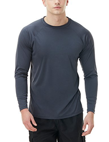 Loose-Fit Long Sleeve Shirts Cool Running Workout SPF/UV Tee Shirts TSLA Men's Rashguard Swim Shirts UPF 50 