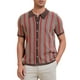 thumbnail image 5 of Polo de punto a rayas INSPIRE CHIC para hombres, camisetas de polo de manga corta con botones, jacquard, talla L, marrón oscuro, 5 of 6