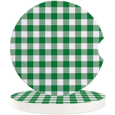 

FMSHPON Pastoral Style Green Lattice Set of 6 Car Coaster for Drinks Absorbent Ceramic Stone Coasters Cup Mat with Cork Base for Home Kitchen Room Coffee Table Bar Decor