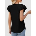 thumbnail image 4 of PRETTYGARDEN Women's Summer Basic Tops Trendy Casual Ruffle Short Sleeve V Neck Plain T Shirts Blouses, 4 of 9