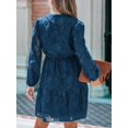 thumbnail image 2 of Vestido CUPSHE para mujer, encaje y volantes, tamaño mini, cuello en V, azul marino, 2 of 7