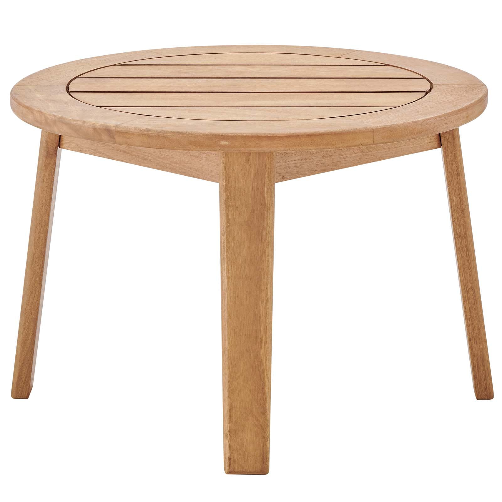 Lounge Side Table, Round, Wood, Brown Natural, Modern Contemporary Urban Design, Outdoor Patio