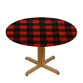 thumbnail image 3 of Nawypu  Round Fitted Tablecloth with Elastic Edged, Bear Footprints Table Cloth for Dining Table Waterproof Oil Proof Table Cover for Indoor Outdoor Red Buffalo Plaid, 3 of 7