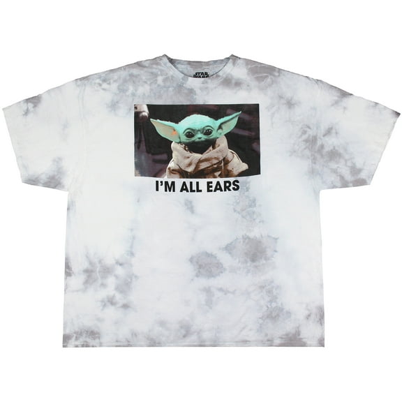 Star Wars Mens' The Mandalorian Grogu Baby Yoda I'm All Ears Tie-Dye T-Shirt