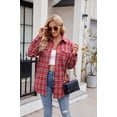 thumbnail image 5 of Anbech Plaid Pocket Shirt for Women Lapel Button Down Blouse Casual Long Sleeve Tops, 5 of 7