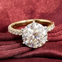 solitaire jewels 3CT Round Moissanite Hidden Halo Engagement Ring For Women, 14K Yellow Gold