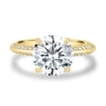 thumbnail image 2 of ESTE ORIGIN 3.50Ct Round Cut Lab-Grown Diamond Solitaire Engagement Ring – Knife Edge Pavé Band, Hidden Halo in 14K Yellow Gold for Women, 2 of 7
