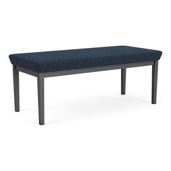 Lesro Lenox Steel Fabric 2-Seat Waiting Room Guest Bench in Charcoal/Adler Midnight Sky Blue