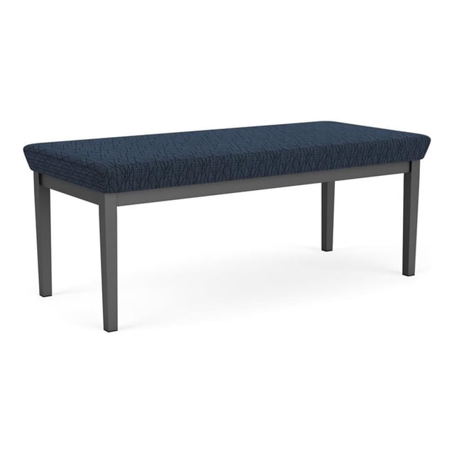 Lenox Steel Reception Waiting Room 2-Seat Bench / Charcoal Steel / Blue