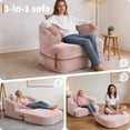 thumbnail image 5 of Memoryfield 3-in-1 Folding Sofa Bed, Memory Foam Sleeper Chair with Washable Cover, Convertible Boneless Floor Futon, Fold-Out Couch with Back Support for Living Room, Bedroom, Pink, 5 of 7