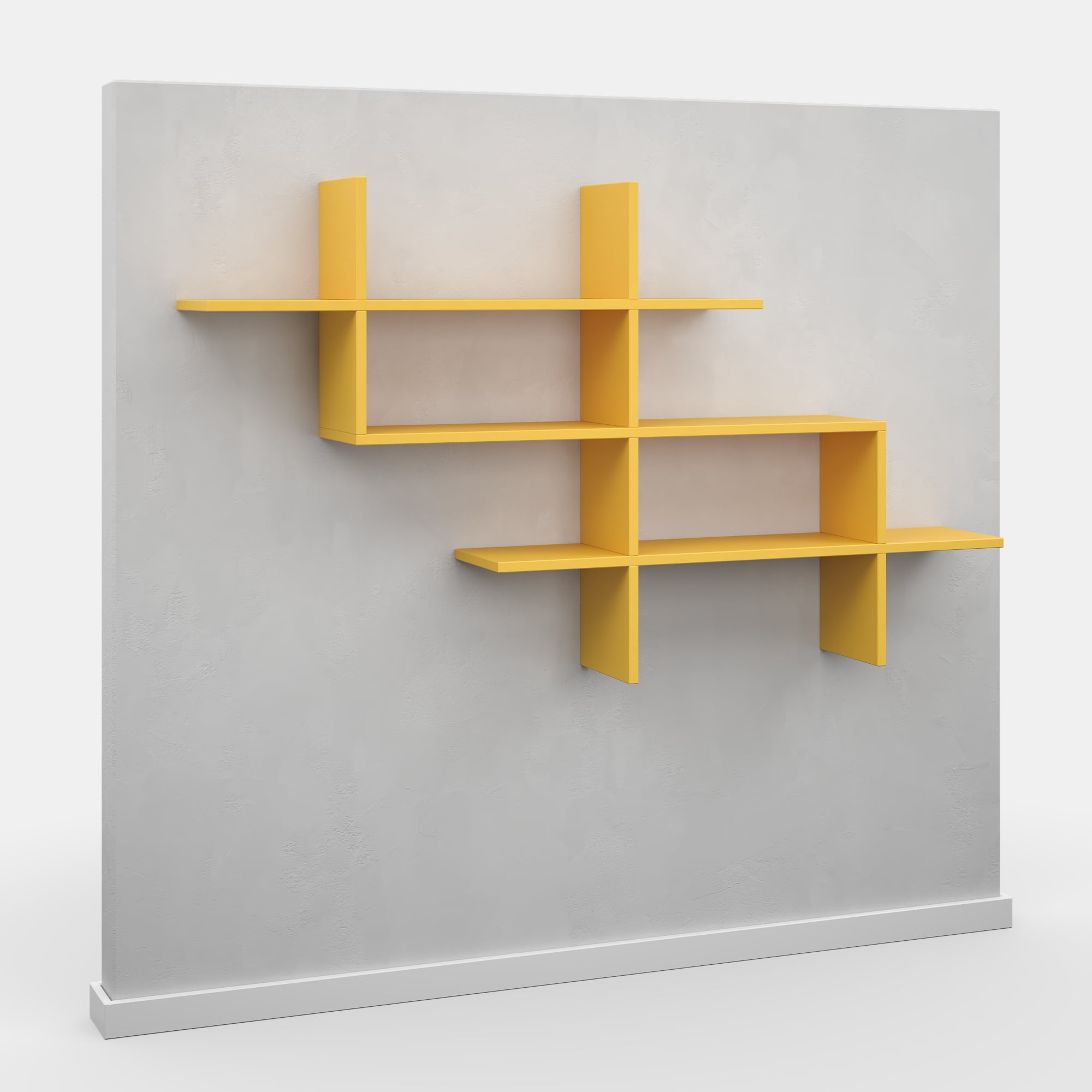 Ada Home Decor Furniture 59" 3 Tier Mustard Warren Modern Wall Shelf