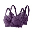 thumbnail image 2 of 2PCS Women's Lightweight Breathable Underwear Daily Bras Comfortable Push up Bras for Women Plus Size Underwire Solid Color Supportive Bras Purple 36, 2 of 4
